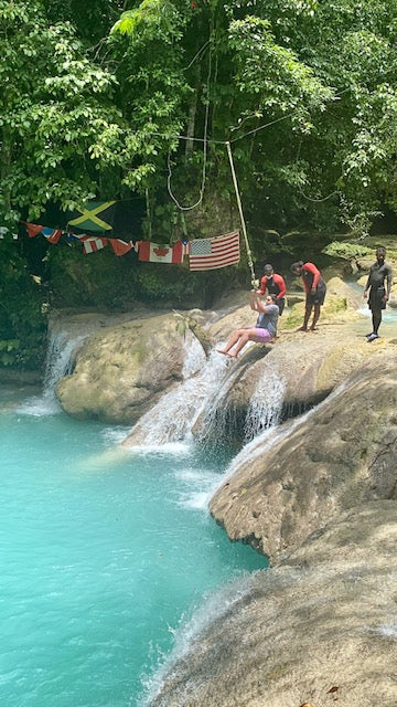 Rope swing at the Blue Hole